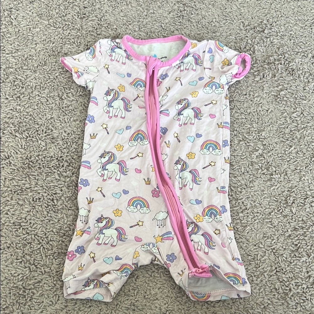 Little One Shop Pink Rainbow Unicorn Romper
